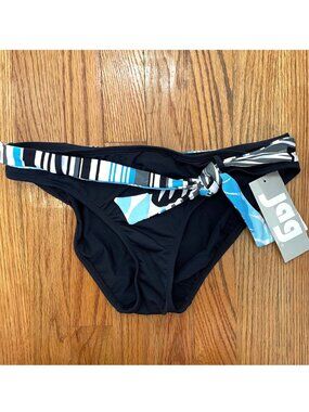 NEW NWT JAG JEANS Solid Black Blue White Belted Stripe Y2K Bikini BOTTOM Medium